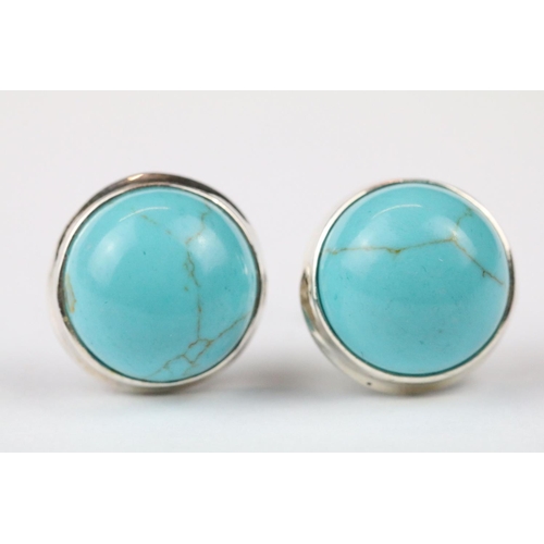 265 - Pair of silver and turquoise stud earrings