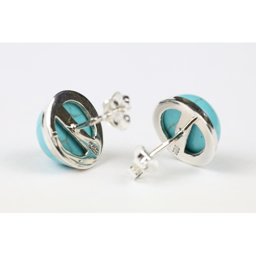 265 - Pair of silver and turquoise stud earrings