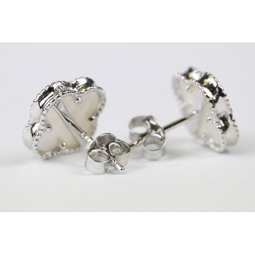 267 - Pair of silver and mother of pearl four leaf clover stud earrings