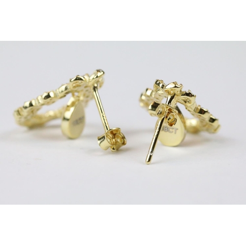 270 - Pair of belle epoque style CZ earrings with opal drops