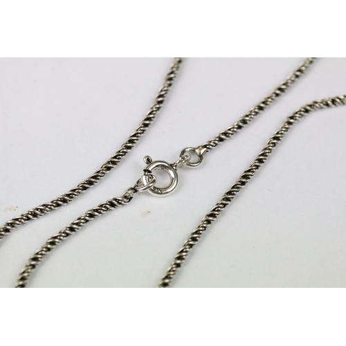 273 - Silver marcastie and plique a jour necklace with opal babachons