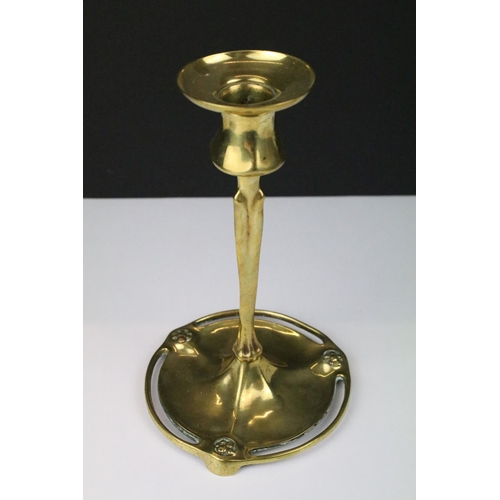 322 - A brass Art nouveau candlestick of classical form