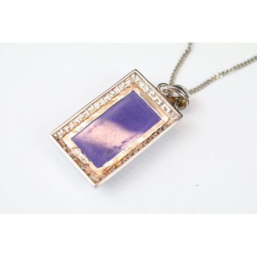 324 - Chinese Silver and Lavender Jade Pendant on Chain with a dragon design, cased