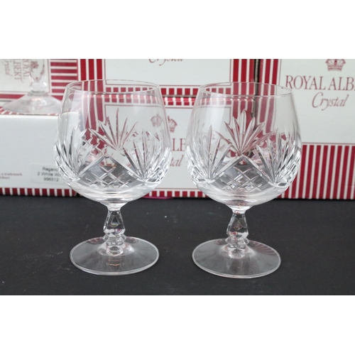 94A - Collection of 17 boxed Royal Albert Crystal glass sets to include tumblers, Champagne flutes, wine g... 