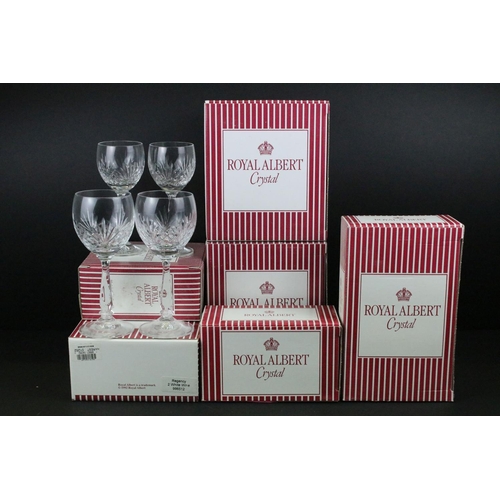 94A - Collection of 17 boxed Royal Albert Crystal glass sets to include tumblers, Champagne flutes, wine g... 