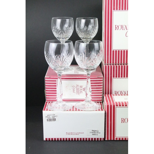 94A - Collection of 17 boxed Royal Albert Crystal glass sets to include tumblers, Champagne flutes, wine g... 