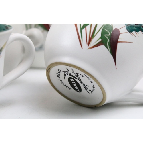 110 - Denby 'Greenwheat' pattern ceramics to include a tea set and tureens, plus a Denby green glazed cove... 