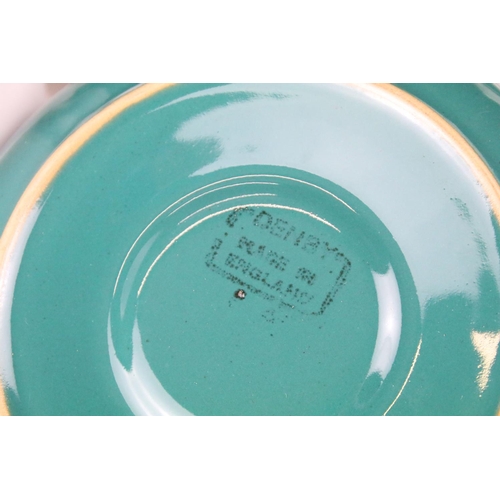 110 - Denby 'Greenwheat' pattern ceramics to include a tea set and tureens, plus a Denby green glazed cove... 