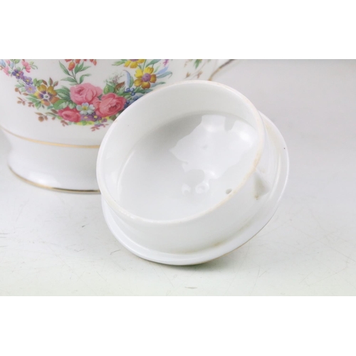 114 - Tuscan green ground floral tea ware to include 'Naples' and 'Windsor' pattern, featuring tea pot, su... 