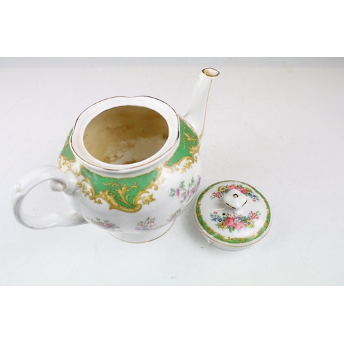 114 - Tuscan green ground floral tea ware to include 'Naples' and 'Windsor' pattern, featuring tea pot, su... 