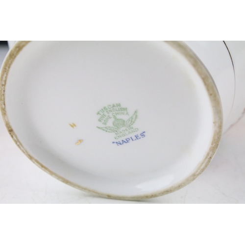 114 - Tuscan green ground floral tea ware to include 'Naples' and 'Windsor' pattern, featuring tea pot, su... 