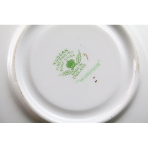 114 - Tuscan green ground floral tea ware to include 'Naples' and 'Windsor' pattern, featuring tea pot, su... 