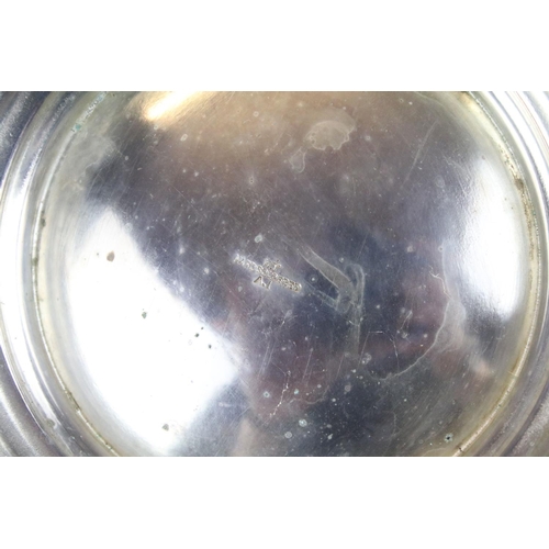 475 - Silver plated ware including an oversized 3 pcs tea service set, a pair of oval twin handled serving... 