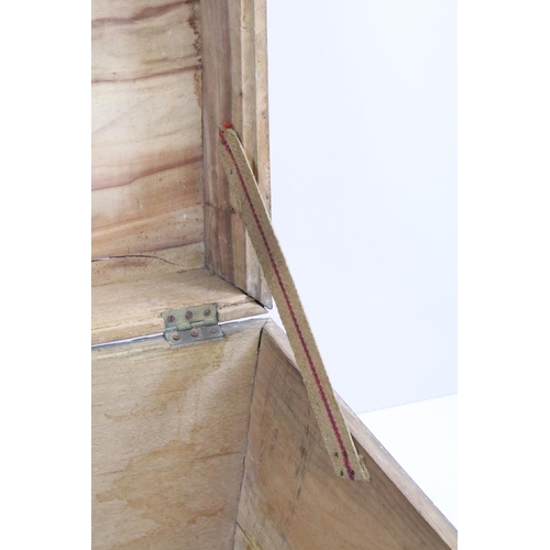 639 - 19th century teak campaign chest with brass mounts, brass recessed handle to front and two carrying ... 