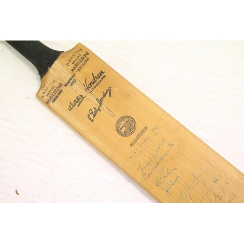 441 - Sports memorabilia - A cricket bat signed by the West Indies 1963 cricket team, as well as the Worce... 