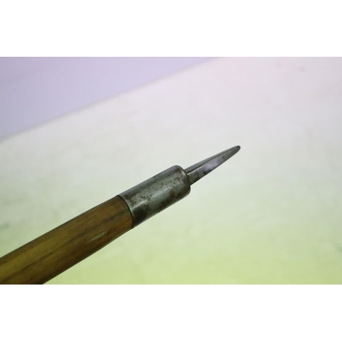 442 - Early 20th century ebonised wooden walking stick with silver hallmarked pommel (approx 92cm long), t... 