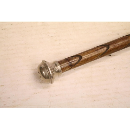 444 - Vintage wooden card display marked Gucci, with twin metal pommel ends, approx 83cm long