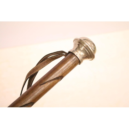 444 - Vintage wooden card display marked Gucci, with twin metal pommel ends, approx 83cm long