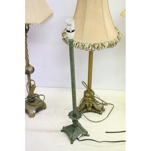 445 - Group of six vintage style contemporary table lamps to include two pairs with gilt finish, the other... 
