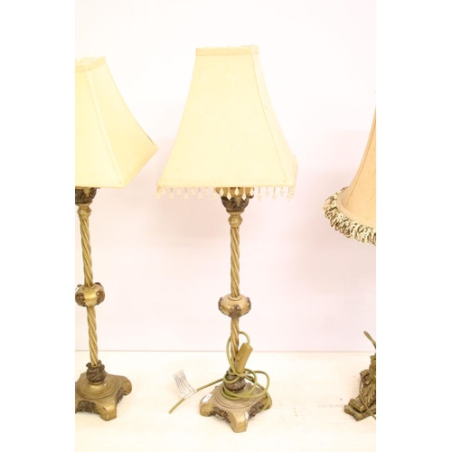 445 - Group of six vintage style contemporary table lamps to include two pairs with gilt finish, the other... 
