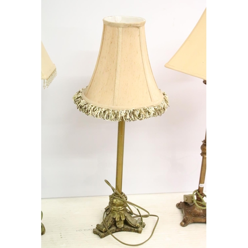 445 - Group of six vintage style contemporary table lamps to include two pairs with gilt finish, the other... 