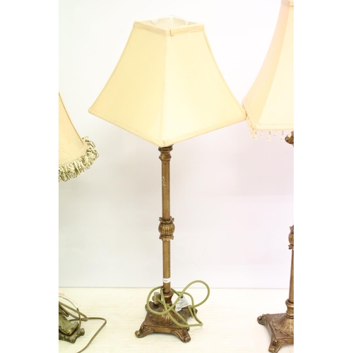 445 - Group of six vintage style contemporary table lamps to include two pairs with gilt finish, the other... 