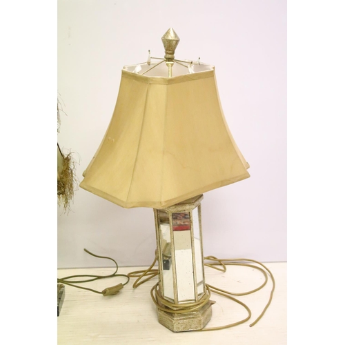 448 - Group of four vintage style table lamps to include a table lamp with bevelled glass floral mirror pa... 