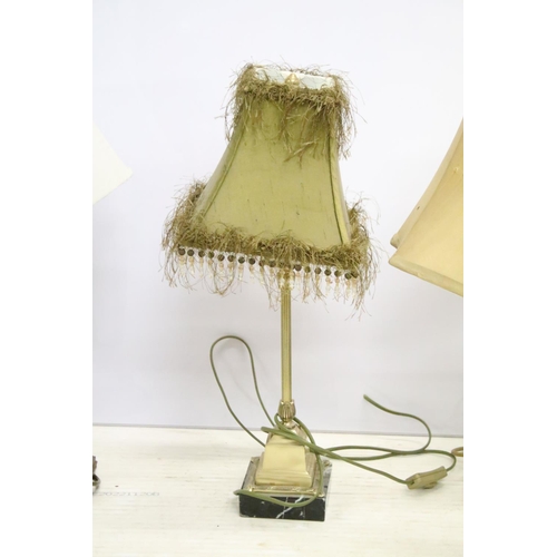 448 - Group of four vintage style table lamps to include a table lamp with bevelled glass floral mirror pa... 