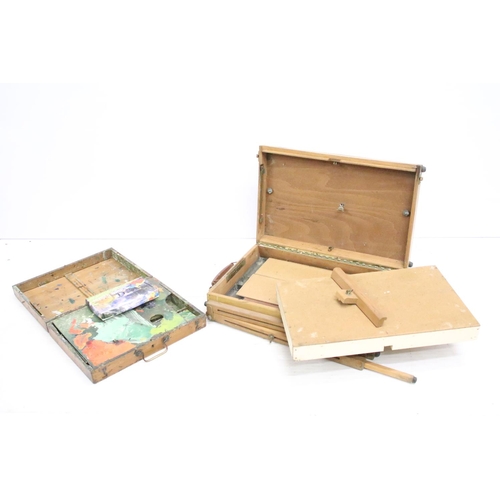 478 - Vintage art box housing Winsor & Newton oil colours set, a further paint set and palette (box measur... 