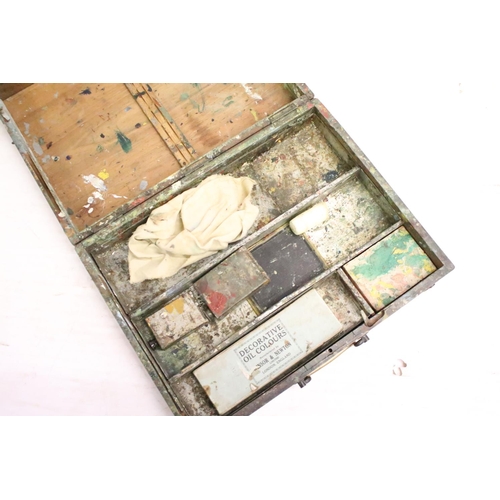 478 - Vintage art box housing Winsor & Newton oil colours set, a further paint set and palette (box measur... 