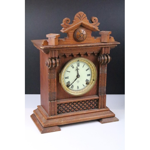 480 - H.A.C Art Deco mantel clock with silvered dial and Arabic numerals (approx 33cm wide), together with... 