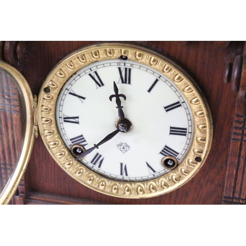 480 - H.A.C Art Deco mantel clock with silvered dial and Arabic numerals (approx 33cm wide), together with... 