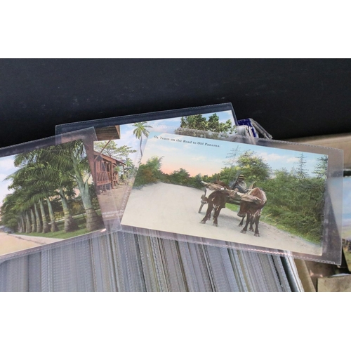 397 - Large collection of postcards housed within four boxes, early 20th century onwards, to include colou... 