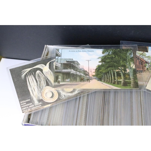 397 - Large collection of postcards housed within four boxes, early 20th century onwards, to include colou... 