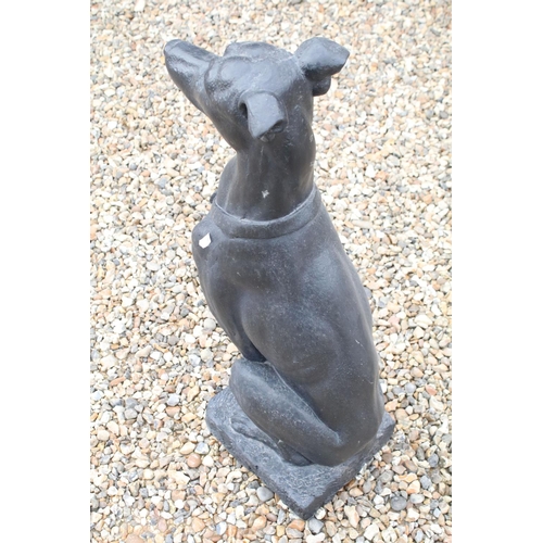521 - Fibreglass model of a seated Greyhound, approx 77cm tall