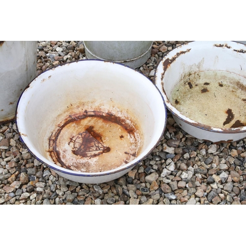 523 - Advertising - A cast iron Hudsons Soap dog water trough, together with a group of five enamel bucket... 