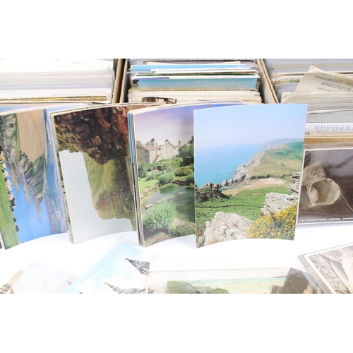 403 - Collection of postcards & stamped envelopes housed within three boxes, early 20th century onwards, t... 