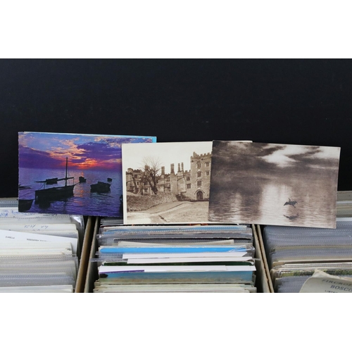 403 - Collection of postcards & stamped envelopes housed within three boxes, early 20th century onwards, t... 