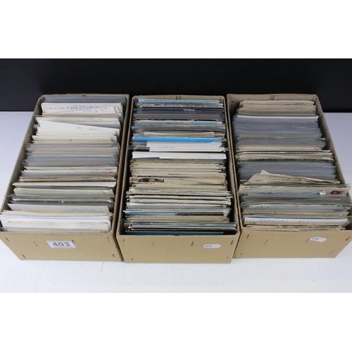 403 - Collection of postcards & stamped envelopes housed within three boxes, early 20th century onwards, t... 