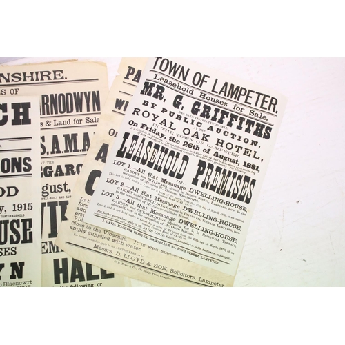 407 - Collection of 20 Welsh farm & property auction posters ranging from 1881 to 1930