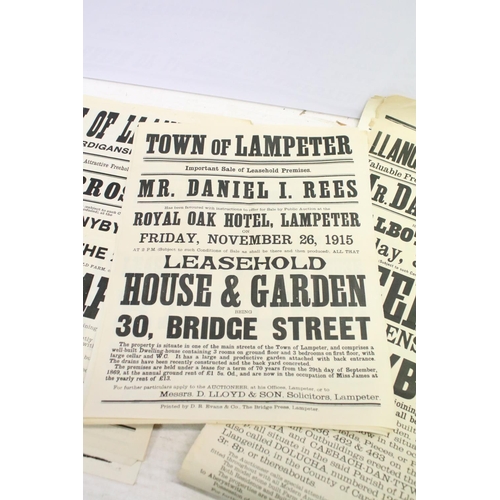 407 - Collection of 20 Welsh farm & property auction posters ranging from 1881 to 1930