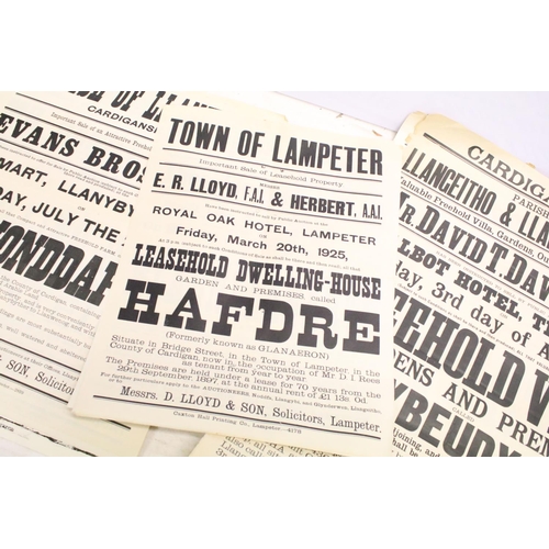 407 - Collection of 20 Welsh farm & property auction posters ranging from 1881 to 1930