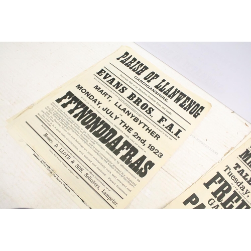 407 - Collection of 20 Welsh farm & property auction posters ranging from 1881 to 1930