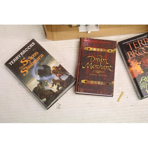 412 - Books - A collection of hardback fantasy books contained within two boxes, mostly Terry Brooks, to i... 