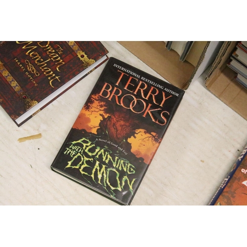 412 - Books - A collection of hardback fantasy books contained within two boxes, mostly Terry Brooks, to i... 