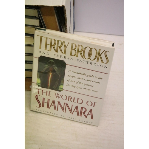 412 - Books - A collection of hardback fantasy books contained within two boxes, mostly Terry Brooks, to i... 