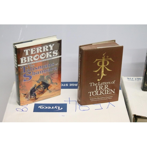 412 - Books - A collection of hardback fantasy books contained within two boxes, mostly Terry Brooks, to i... 