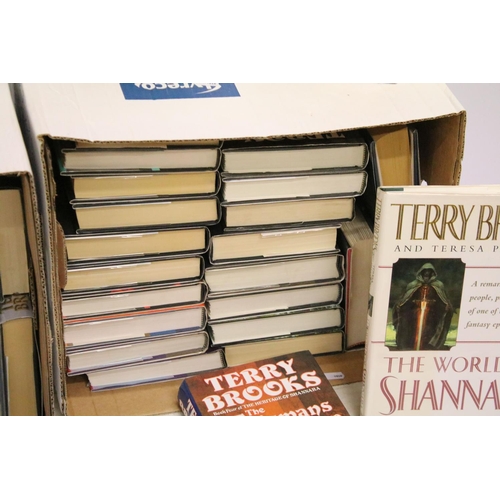 412 - Books - A collection of hardback fantasy books contained within two boxes, mostly Terry Brooks, to i... 