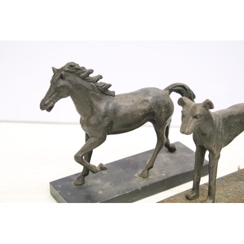 488 - Group of five cast iron dog ornaments and a horse example, tallest approx 18cm