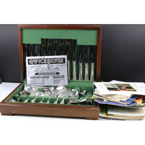 514 - Cased six setting canteen of silver plated cutlery together with a collection of theatre programmes